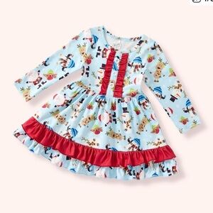 Pete & Lucy Boutique- Frosted Fun ruffle little girls dress-size 6/6x NWT